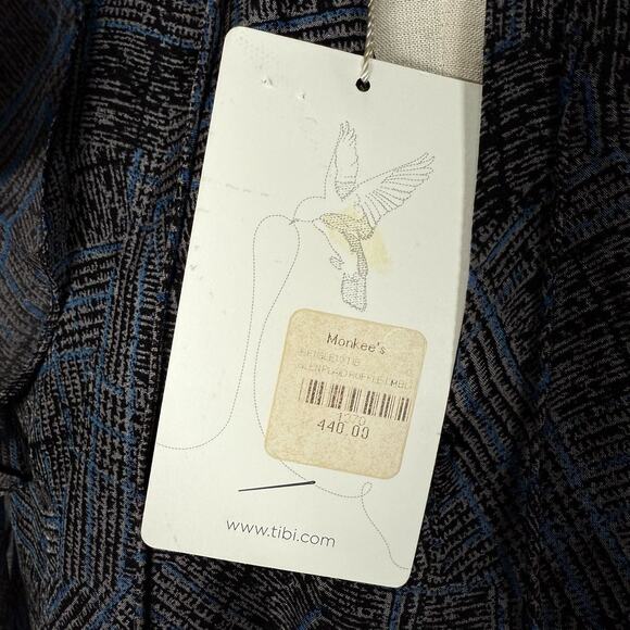 NWT Tibi 100% Silk Ruffle Dress Women's Size 0 S Black Blue Whimsical - Picture 5 of 11